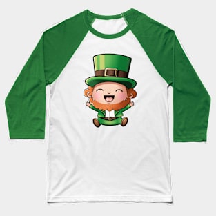 Cute Cartoon Leprechaun Baseball T-Shirt